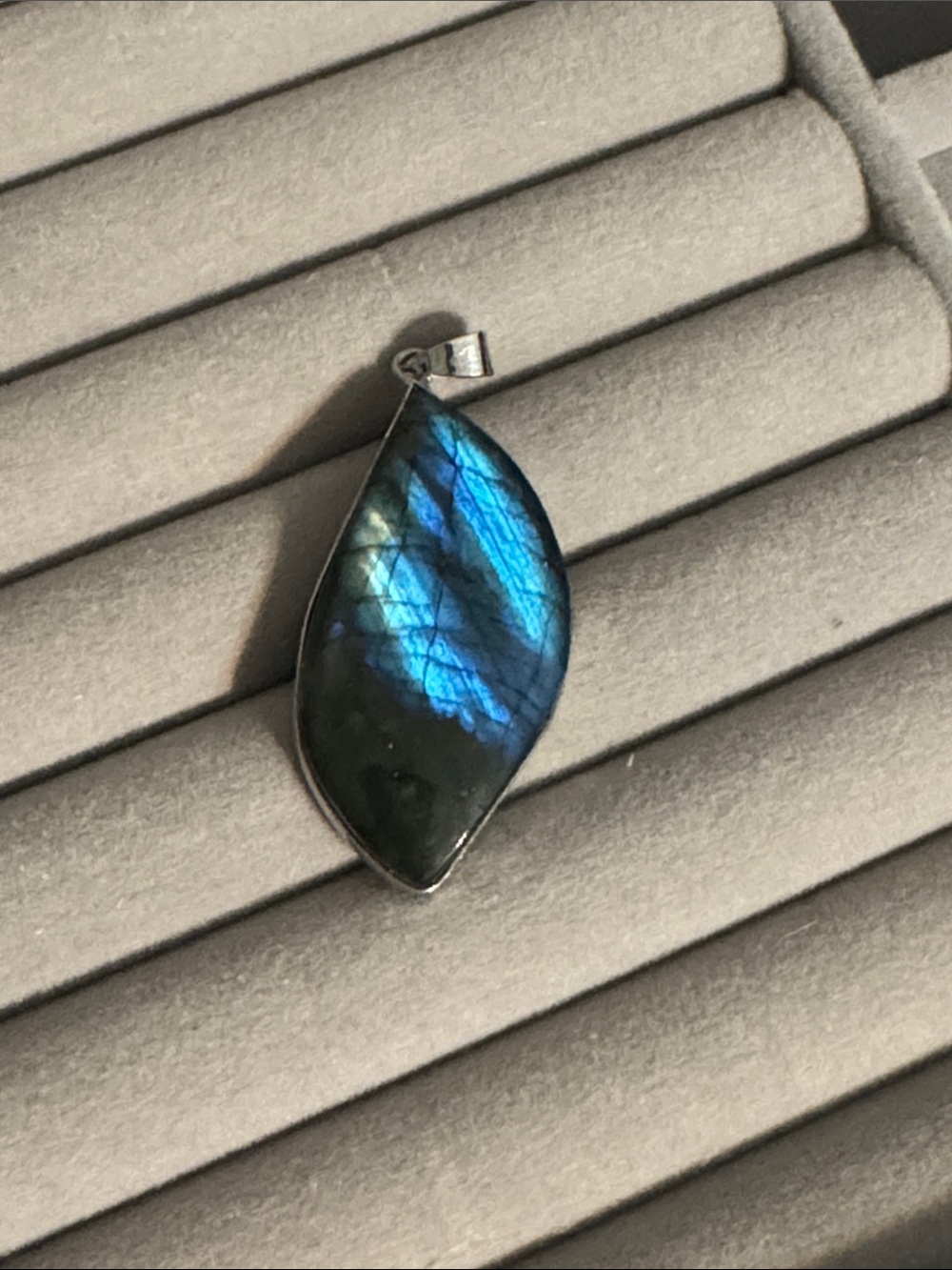 Silver Labradorite Blue Marquise Pendant - Women Jewelry